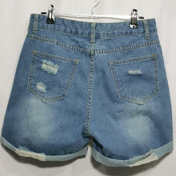 Distressed Light Wash Denim Shorts Size M NWOT #103 - Picture 3 of 5